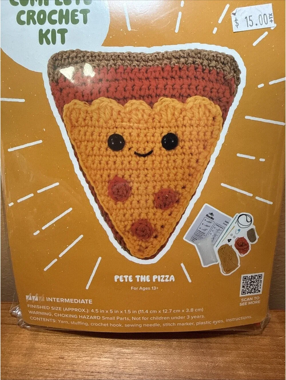 Bucilla Amigurumi 5 Inch Pete the Pizza Complete Crochet Kit 49613E